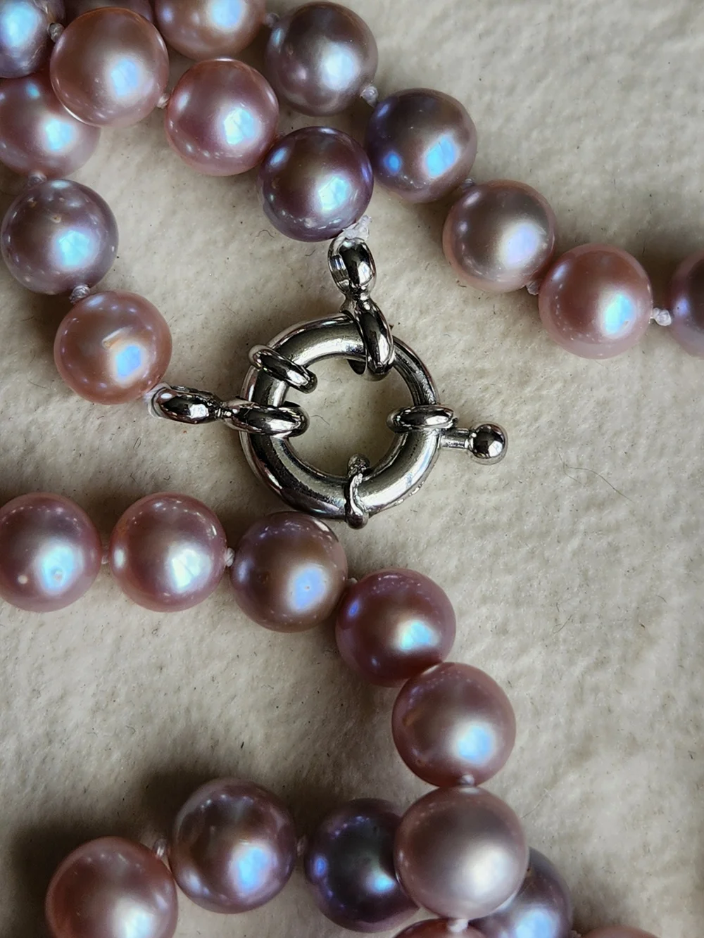 VTG Artisan Genuine Pink Pearl Necklace with Silver Clasp Hand Knotted - Picture 3 of 7